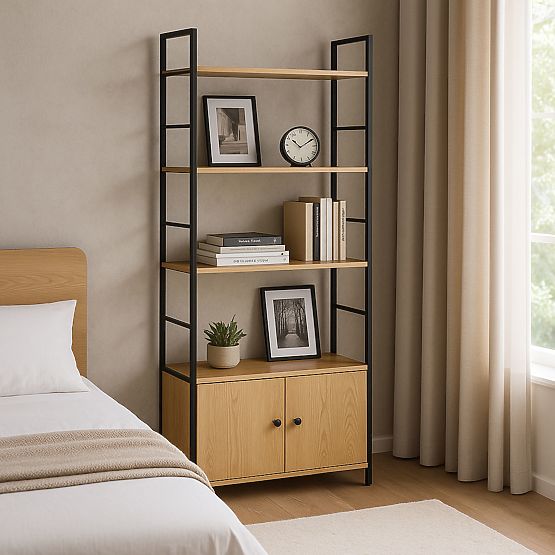 Industrielles Loft-Regal mit Schrank 4 Regalböden ModernHome