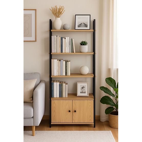 Industrielles Loft-Regal mit Schrank 4 Regalböden ModernHome