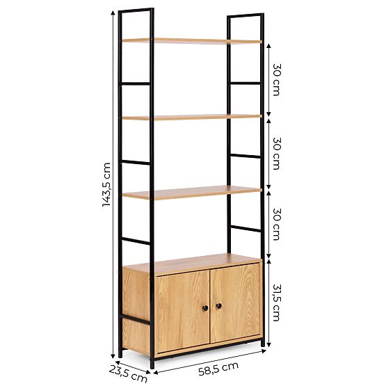 Industrielles Loft-Regal mit Schrank 4 Regalböden ModernHome