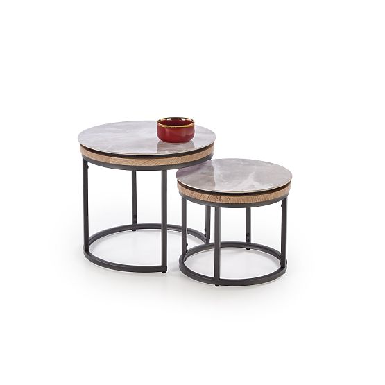 ITAKA Set aus 2 Bänken, Aschgrauer Marmor / Graphit (1p=1 Stück)