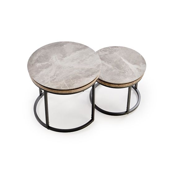 ITAKA Set aus 2 Bänken, Aschgrauer Marmor / Graphit (1p=1 Stück)