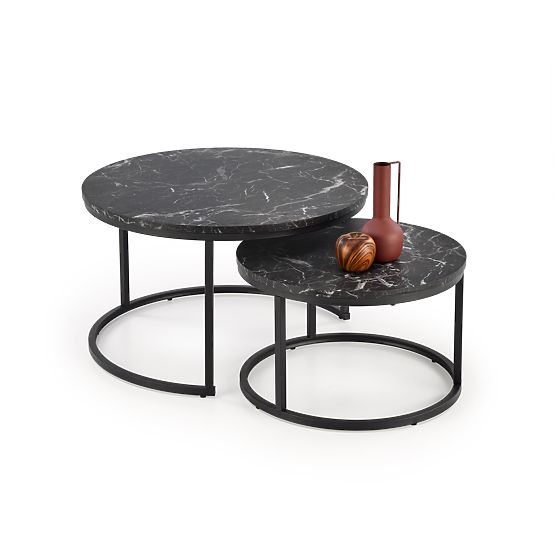 JAVA Set aus 2 Bänken, schwarzer Marmor / schwarz (1p=1 Stk.)