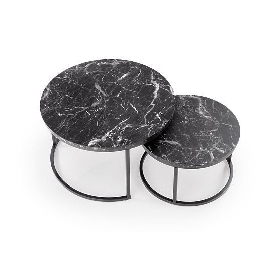 JAVA Set aus 2 Bänken, schwarzer Marmor / schwarz (1p=1 Stk.)