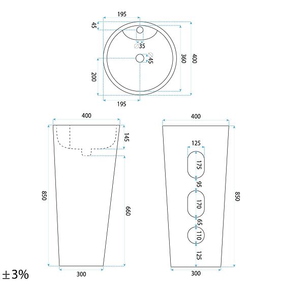 Keramisches Freistehendes Waschbecken Blanka Savana Matt