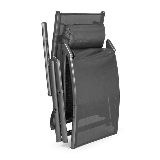 Klappbare Garten-Strandliege mit verstellbarer Rückenlehne, Stahlkonstruktion, grau MultiGarden