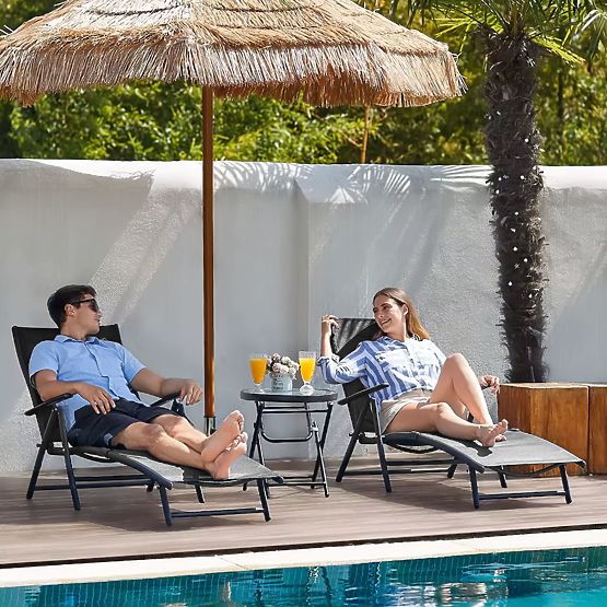 Klappbare Strand- und Gartenliege mit verstellbarer Rückenlehne, Stahlkonstruktion ModernHome