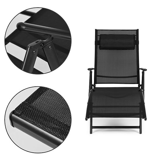 Klappbare Strand- und Gartenliege mit verstellbarer Rückenlehne, Stahlkonstruktion ModernHome