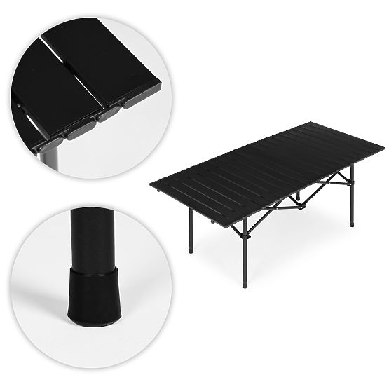 Klappbarer Campingtisch 120x55 cm mit Tasche schwarz MultiGarden