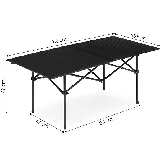 Klappbarer Campingtisch 120x55 cm mit Tasche schwarz MultiGarden