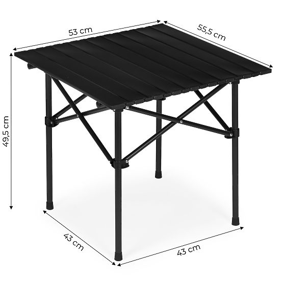 Klappbarer Campingtisch 53x55 cm mit Tasche schwarz MultiGarden