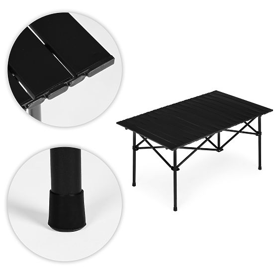 Klappbarer Campingtisch 95x55 cm mit Tasche schwarz MultiGarden