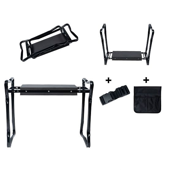 Klappbarer Kniehocker für die Gartenarbeit mit Werkzeuggürtel und 2 Organisatoren