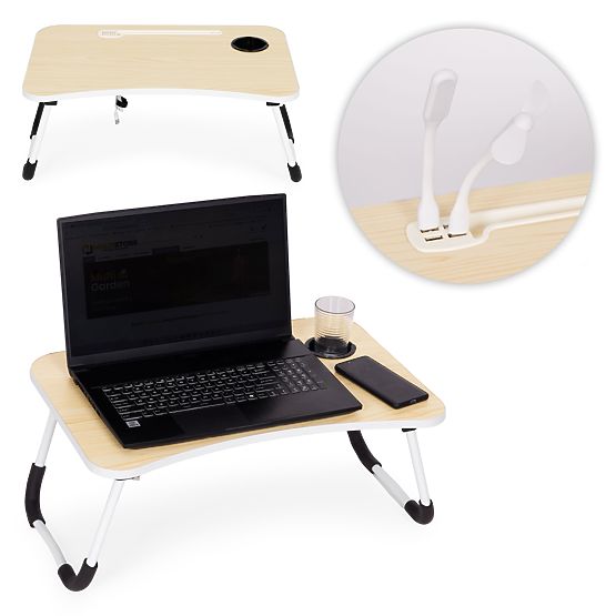 Klappbarer Laptopständer 60x40 cm mit Lampe und Ventilator ModernHome
