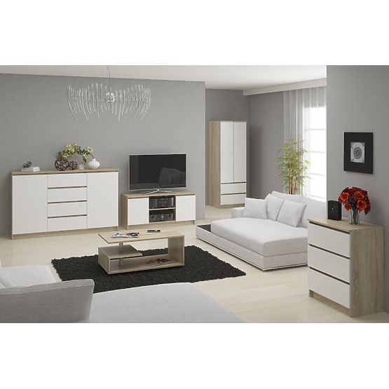 KLEIDERSCHRANK STAR S 60 cm 2 TÜREN 2 SCHUBLADEN SONOMA / WEISS