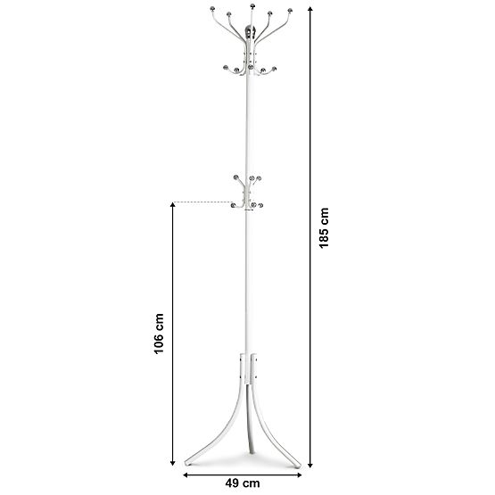 Kleiderständer mit 16 Haken weiß