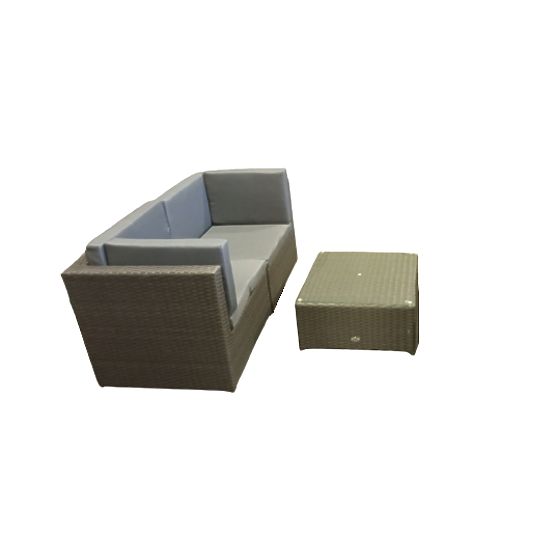 Kleine Terrassenset aus Technorattan (Sofa+Tisch) TINTO grau