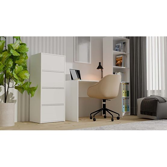 Kommode ALMA WEISS Schrank 4 Türen 4 Regale