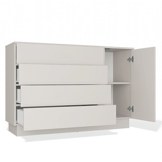 Kommode AMBER 1D4S Schrank 1 Tür 4 Schubladen für Schlafzimmer Wohnzimmer KASCHMIR Beige