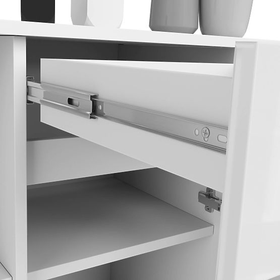 KOMMODE B-17 120 cm 1 SCHUBLADE 1 TÜR PK WEISS / WEISS HOCHGLANZ