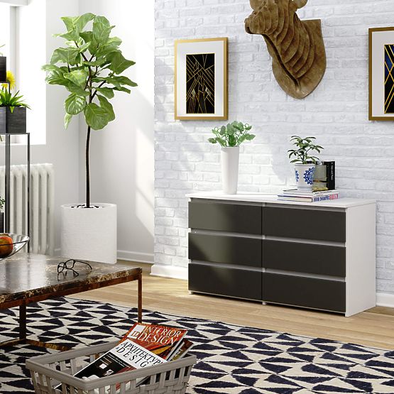 KOMMODE CL100 6SZ PK WEISS / GRAU