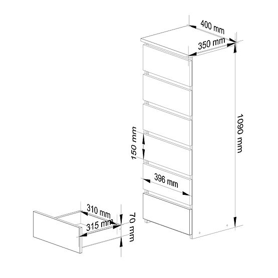 KOMMODE CL6 PK GRAPHITGRAU / WEISS