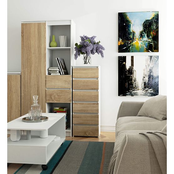 KOMMODE CL6 PK WEISS / EICHE SONOMA