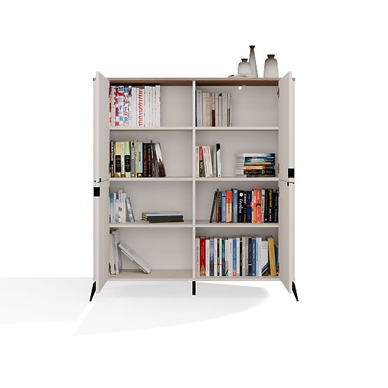 Kommode CORDOBA 4D Kaschmir Beige Eiche Castello Schrank 4 Türen 8 Regale Wohnzimmer