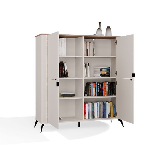 Kommode CORDOBA 4D Kaschmir Beige Eiche Castello Schrank 4 Türen 8 Regale Wohnzimmer