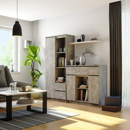 KOMMODE K100 2D 3SZ 1P PK BETON