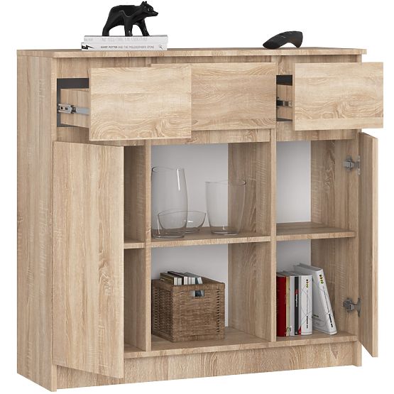 KOMMODE K100 2D 3SZ 1P PK EICHE SONOMA