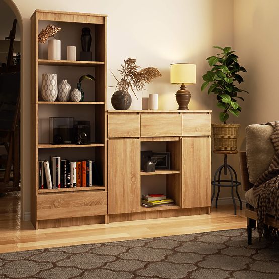 KOMMODE K100 2D 3SZ 1P PK EICHE SONOMA