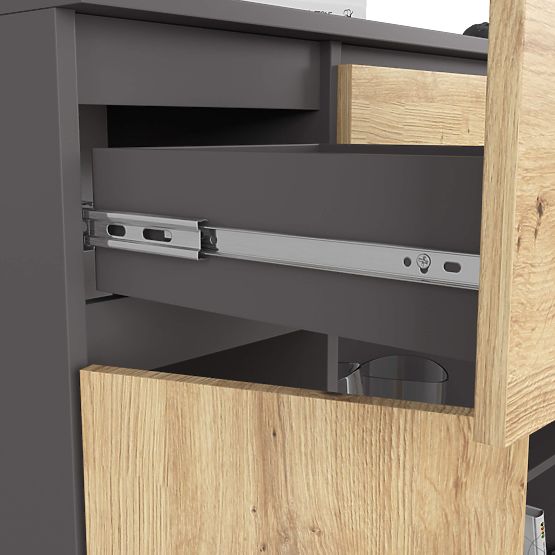 KOMMODE K100 2D 3SZ 1P PK GRAPHIT GRAU / EICHE ARTISAN