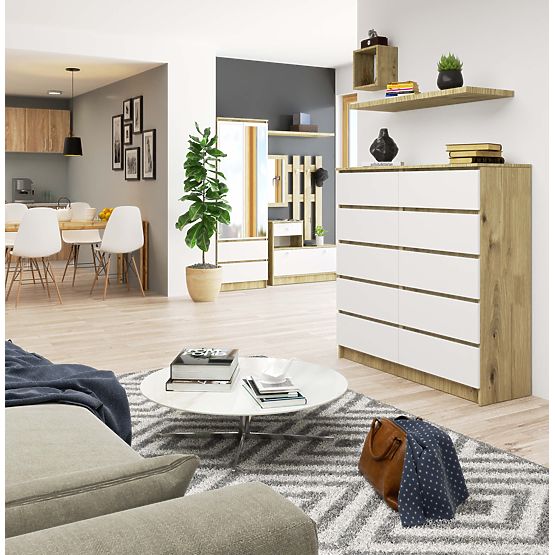 KOMMODE K120 10SZ CLP PK EICHE ARTISAN / WEISS