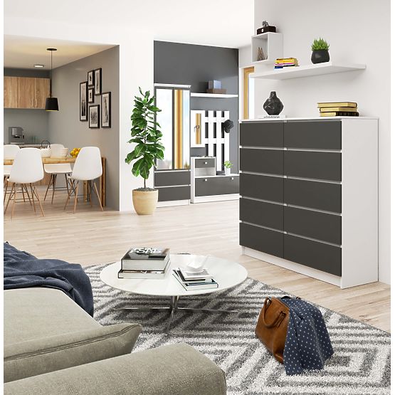 KOMMODE K120 10SZ CLP PK WEISS / GRAU