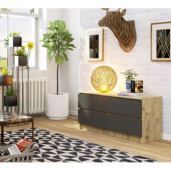 KOMMODE K120 4SZ CLP EICHE ARTISAN / GRAU