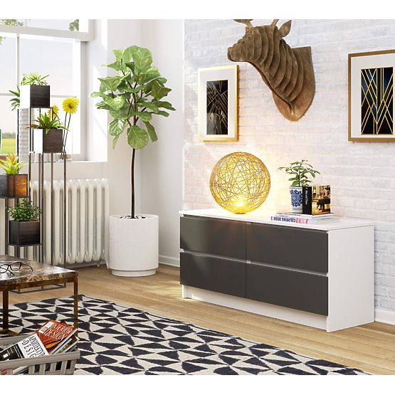 KOMMODE K120 4SZ CLP PK WEISS / GRAU