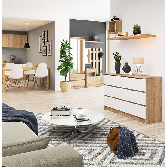 KOMMODE K120 6SZ CLP PK EICHE SONOMA / WEISS