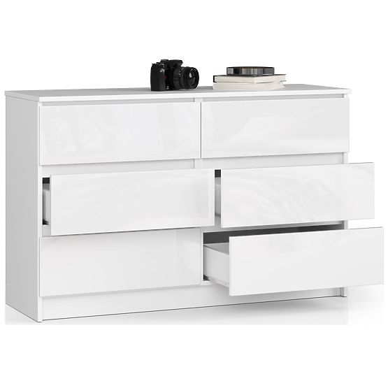 KOMMODE K120 6SZ CLP PK WEIß HOCHGLANZ