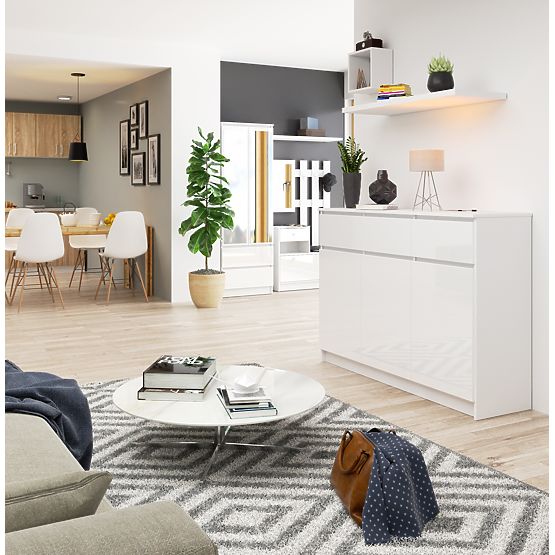 KOMMODE K140 3D 3SZ CLP PK WEISS HOCHGLANZ