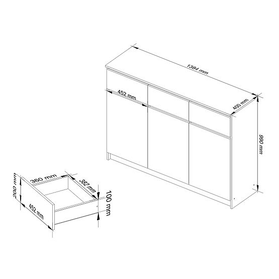 KOMMODE K140 3D 3SZ CLP PK WEISS