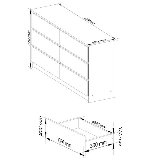 KOMMODE K140 6SZ CLP EICHE SONOMA / WENGE