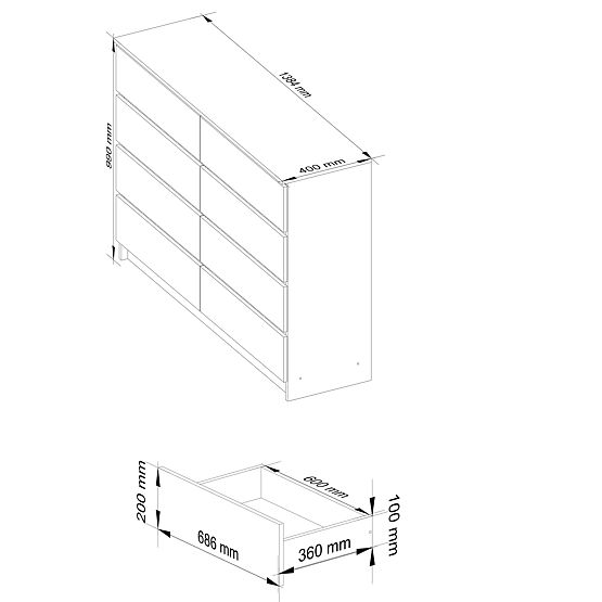 KOMMODE K140 8SZ CLP PK SONOMA / WEISS