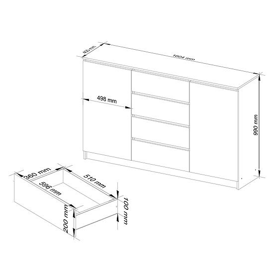 KOMMODE K160 2D 4SZ CLP PK EICHE SONOMA / WEISS