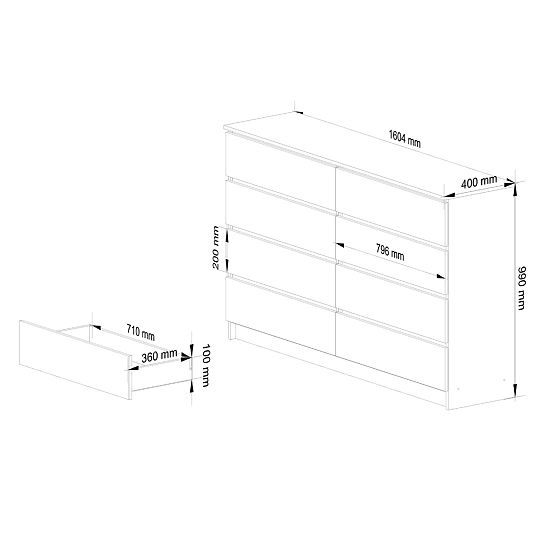 KOMMODE K160 8SZ CLP PK WEISS / GRAU