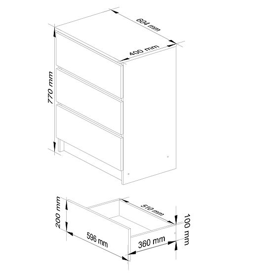 KOMMODE K60 3SZ CLP GRAPHITGRAU / ARTISAN EICHE