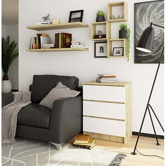 KOMMODE K60 3SZ CLP PK EICHE ARTISAN / WEISS