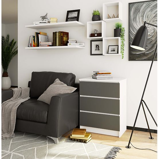 KOMMODE K60 3SZ CLP WEISS / GRAU