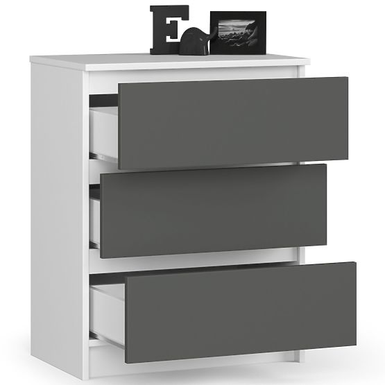 KOMMODE K60 3SZ CLP WEISS / GRAU