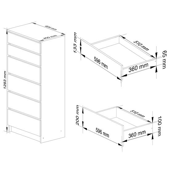 KOMMODE K60 6SZ CLP PK ERLE