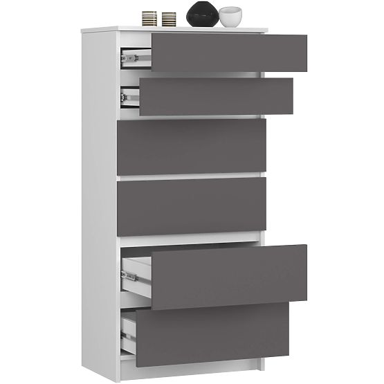 KOMMODE K60 6SZ CLP PK WEISS / GRAU